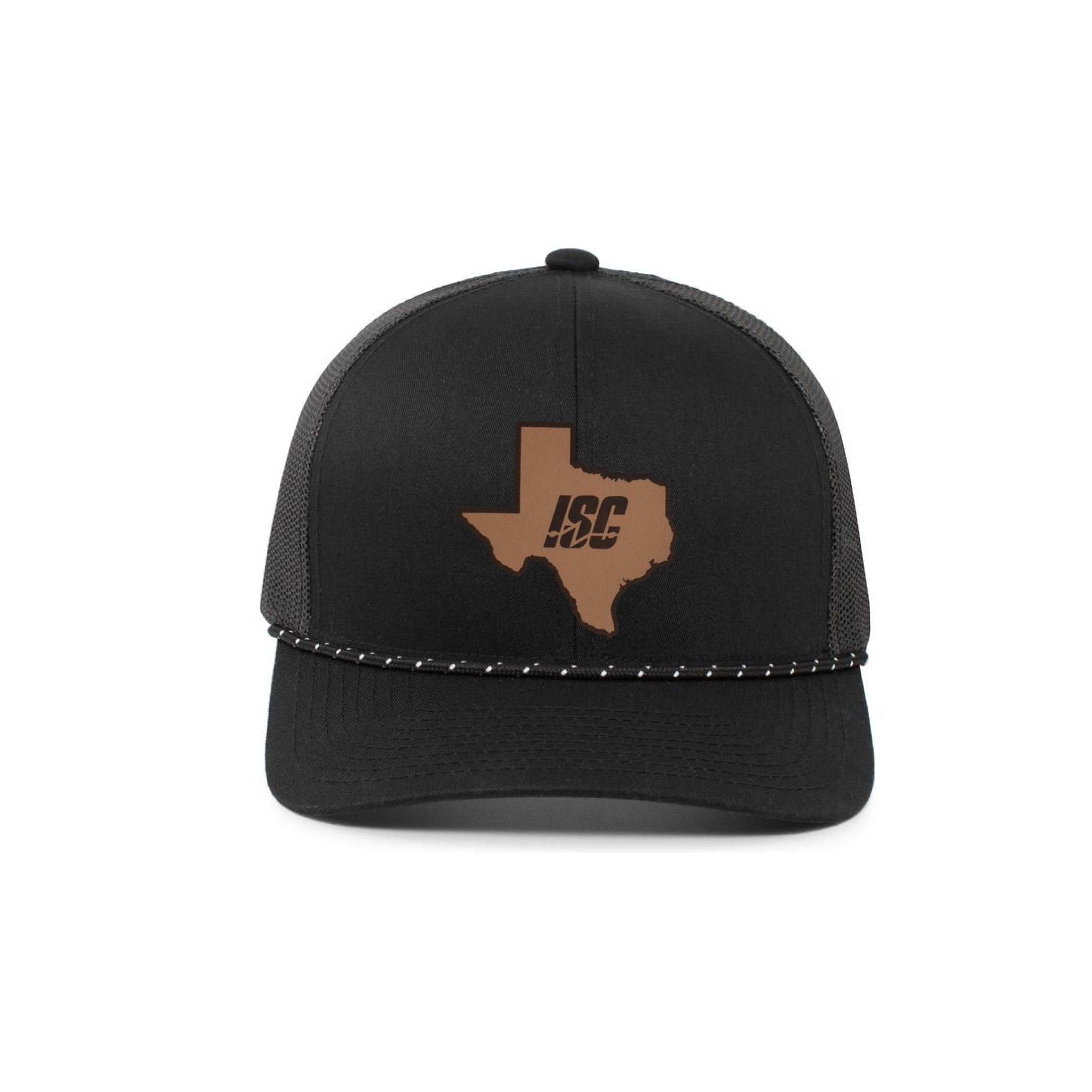 State Patch Pacific Headwear - Mesh Back Trucker Braid Cap - Black/Black